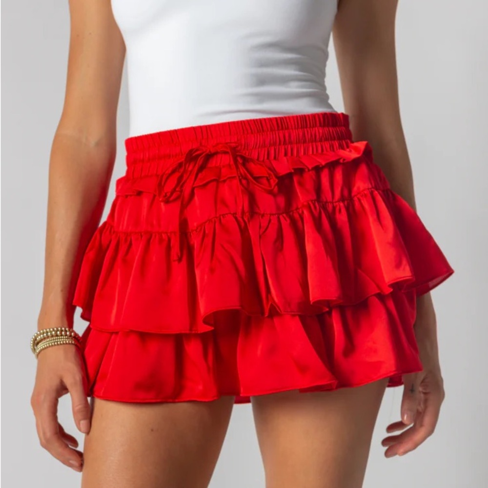 Red Ruffle Mini Skort